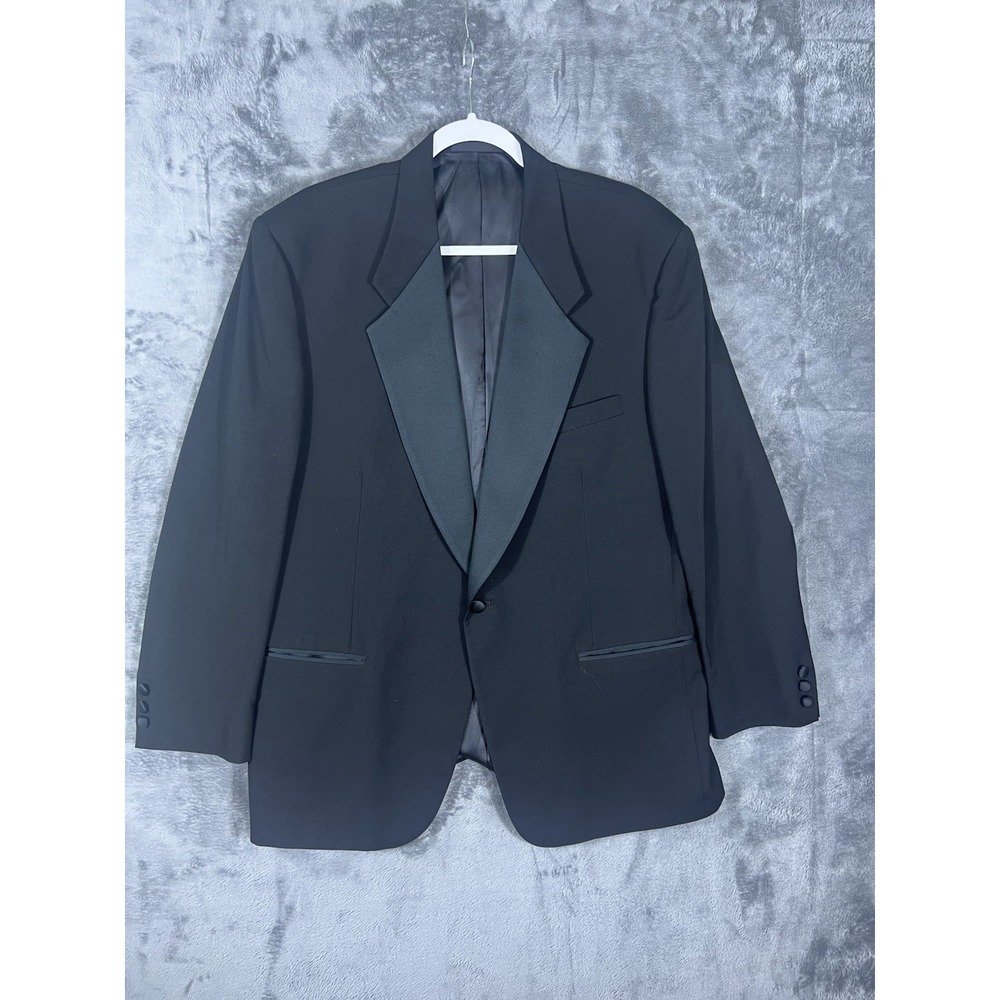 Givenchy Monsieur Blazer 44 Black 100% Wool Double Breasted Pinstripe Sport Coat